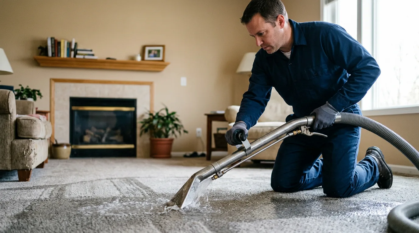 Water damage restoration technician working near Chester, WV